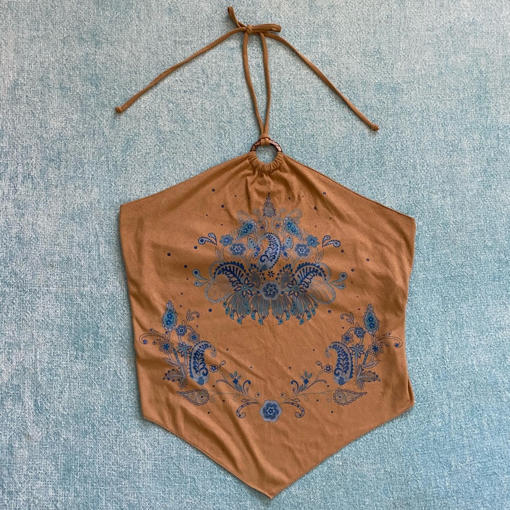 Vintage Y2K Suede Tie Halter